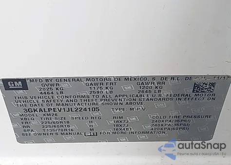 2018 GMC Terrain Slt z USA, uszkodzony, nr VIN 3GKALPEV1JL224105